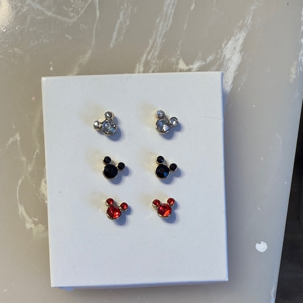 Limited edition Disney Mickey Mouse Stud Earrings Set - Black, Red, Silver